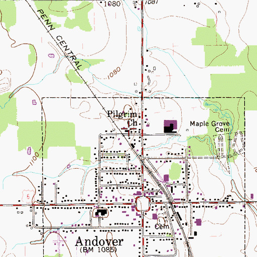 Topographic Map of Andover Village Police Department, OH