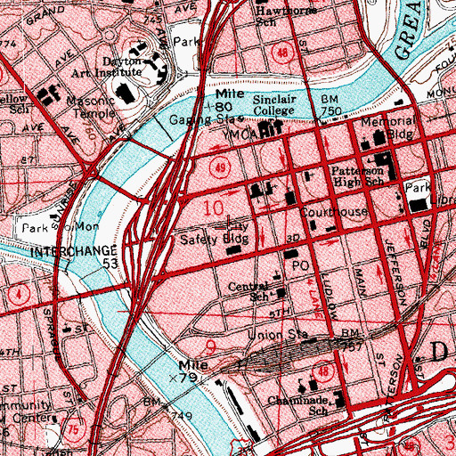 Topographic Map of Montgomery County Sheriff's Office, OH