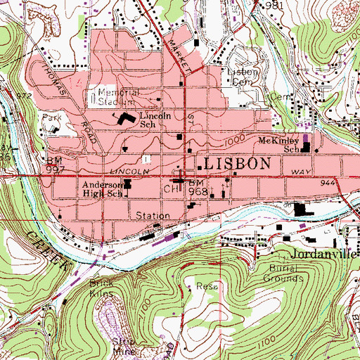 Topographic Map of Columbiana County Sheriff's Office, OH