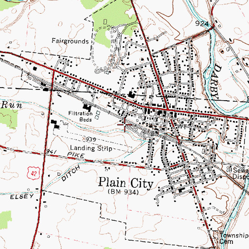 Topographic Map of Plain City Police Department, OH