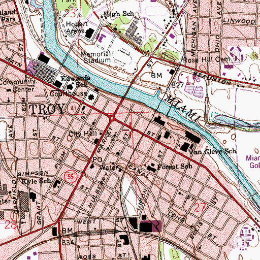 Topographic Map of Troy Police Department, OH