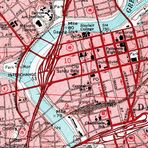 Topographic Map of Dayton Police Department, OH