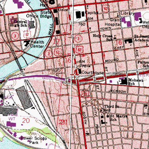 Topographic Map of Franklin County Sheriff's Office, OH