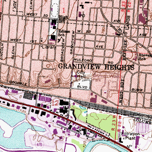 Topographic Map of Grandview Heights Police Department, OH