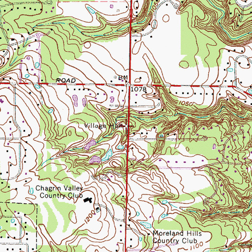 Topographic Map of Moreland Hills Police Department, OH