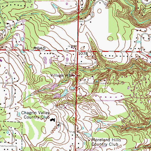 Topographic Map of Moreland Hills Police Department, OH