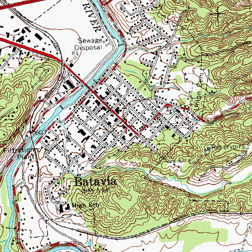 Topographic Map of Batavia Village Police Department, OH