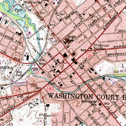Topographic Map of Fayette County Sheriff's Office, OH