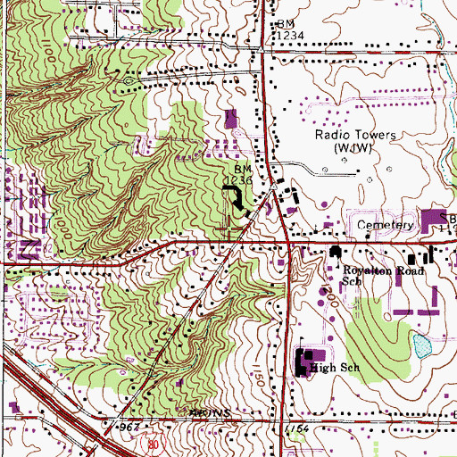 Topographic Map of North Royalton Police Department, OH