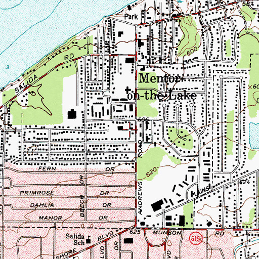 Topographic Map of Mentor - on - Lake Police Department, OH