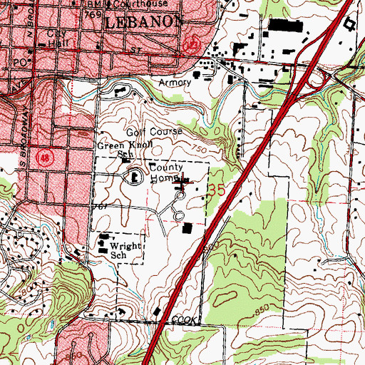 Topographic Map of Warren County Sheriff's Office, OH