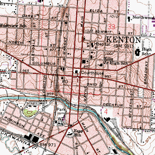 Topographic Map of Kenton Police Department, OH
