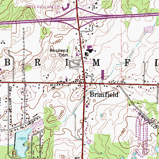 Topographic Map of Brimfield Township Police Department, OH