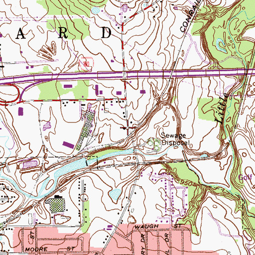 Topographic Map of Hubbard Township Police Department, OH