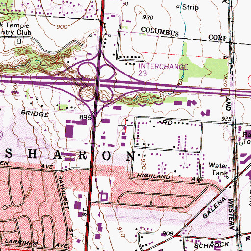 Topographic Map of Sharon Township Police Department, OH