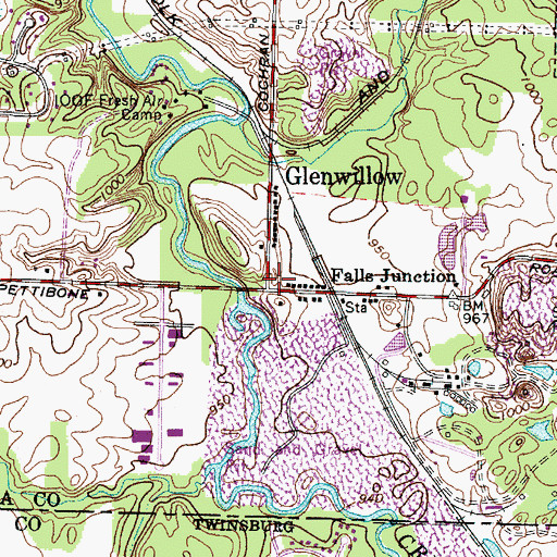 Topographic Map of Glenwillow Village Police Department, OH