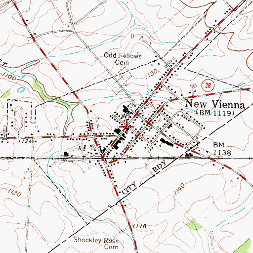 Topographic Map of New Vienna Police Department, OH