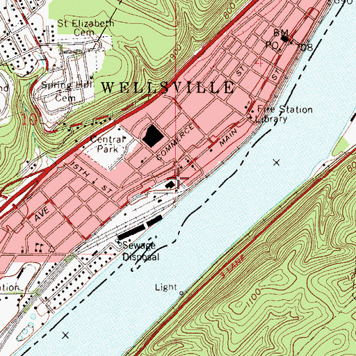 Topographic Map of Wellsville Police Department, OH