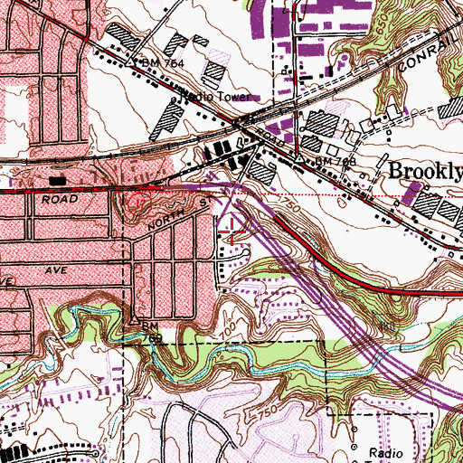 Topographic Map of Brooklyn Heights Police Department, OH