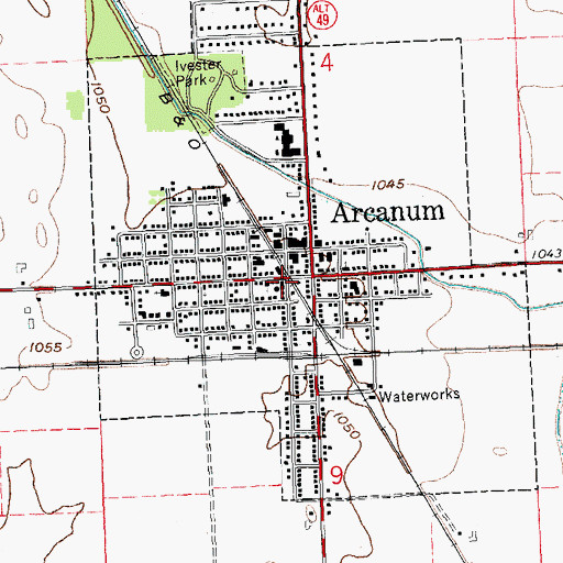Topographic Map of Arcanum Village Police Department, OH