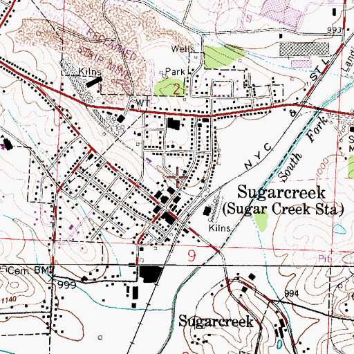 Topographic Map of Sugarcreek Village Police Department, OH