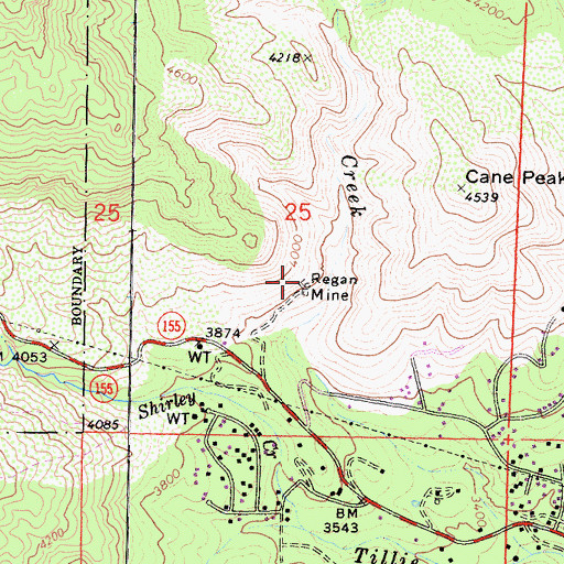 Topographic Map of Regan Mine, CA