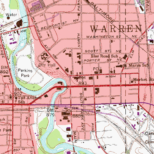 Topographic Map of Trumbull County Sheriff's Office, OH