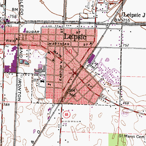 Topographic Map of Leipsic Police Department, OH