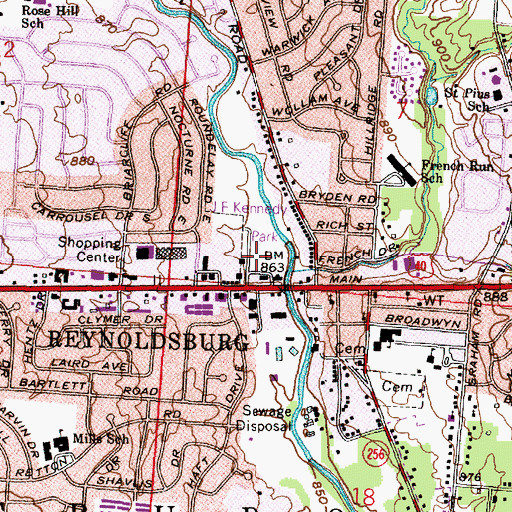 Topographic Map of Reynoldsburg Police Department, OH