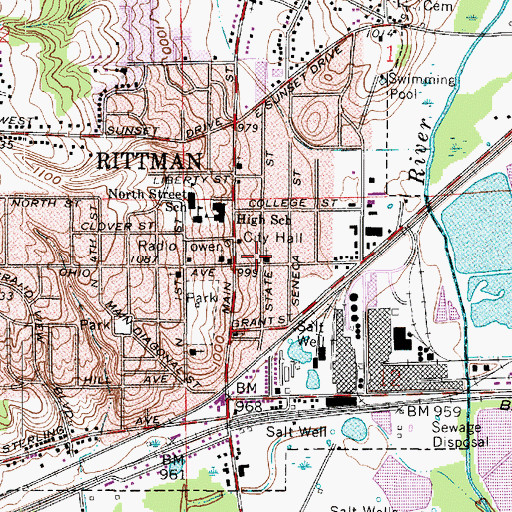 Topographic Map of Rittman Police Department, OH