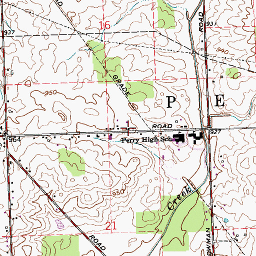 Topographic Map of Perry Township Police Department, OH
