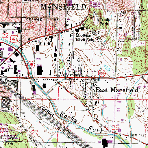 Topographic Map of Richland County Sheriff's Office, OH