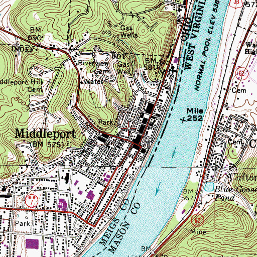 Topographic Map of Middleport Village Police, OH