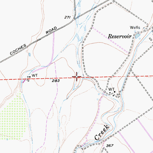 Topographic Map of Reliz Creek, CA