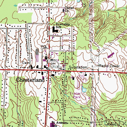 Topographic Map of Chester Township Police Department, OH