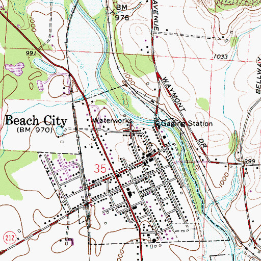 Topographic Map of Beach City Police Department, OH