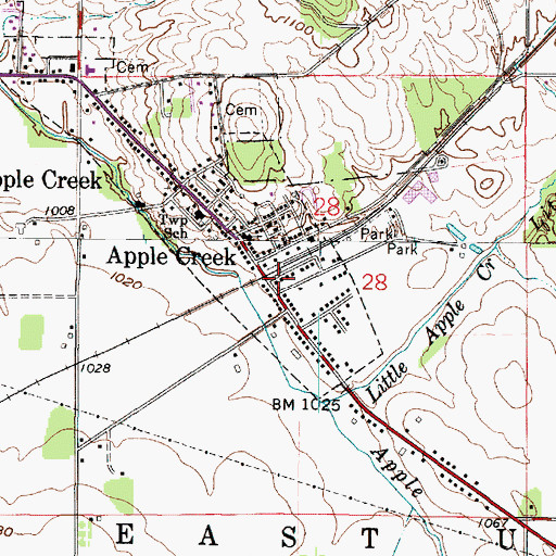 Topographic Map of Apple Creek Police Department, OH