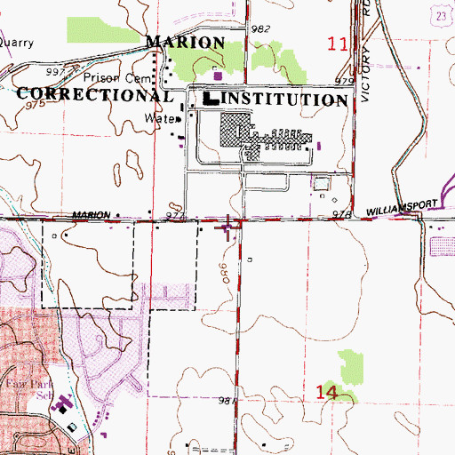 Topographic Map of Marion County Sheriff's Office, OH