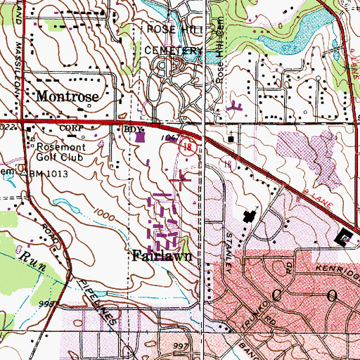Topographic Map of Fairlawn Police Department, OH