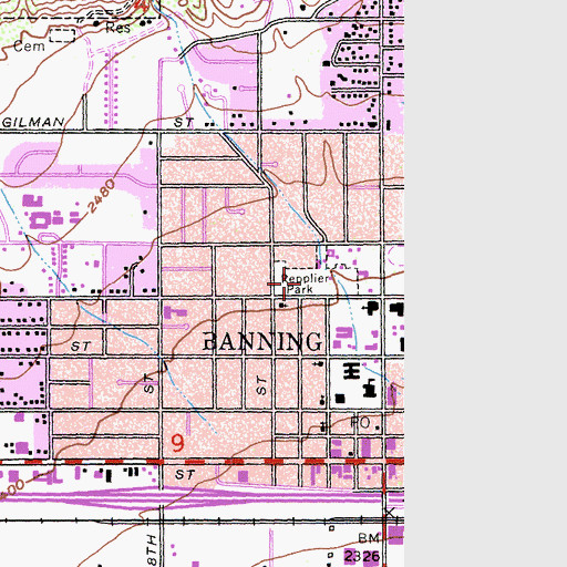 Topographic Map of Repplier Park, CA