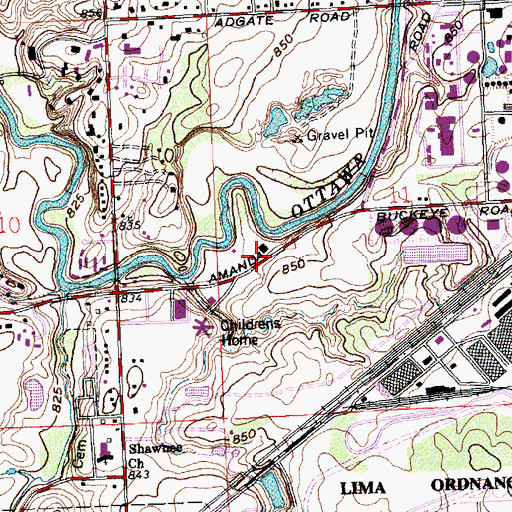 Topographic Map of Shawnee Township Police Department, OH
