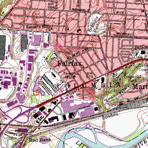 Topographic Map of Fairfax Police Department, OH