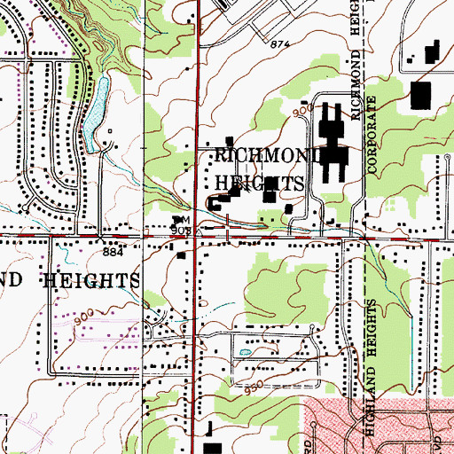 Topographic Map of Richmond Heights Police Department, OH