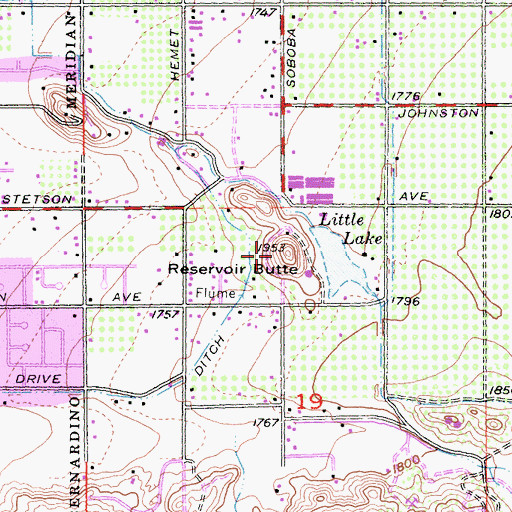 Topographic Map of Reservoir Butte, CA