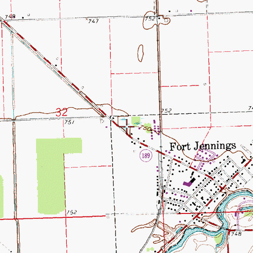 Topographic Map of Fort Jennings Police Department, OH