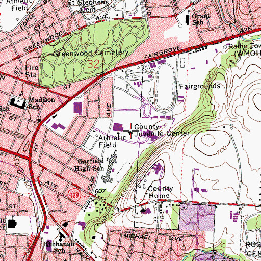 Topographic Map of Butler County Juvenile Justice Center, OH