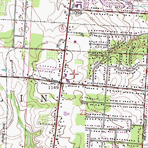 Topographic Map of Franklin Township Police Department, OH