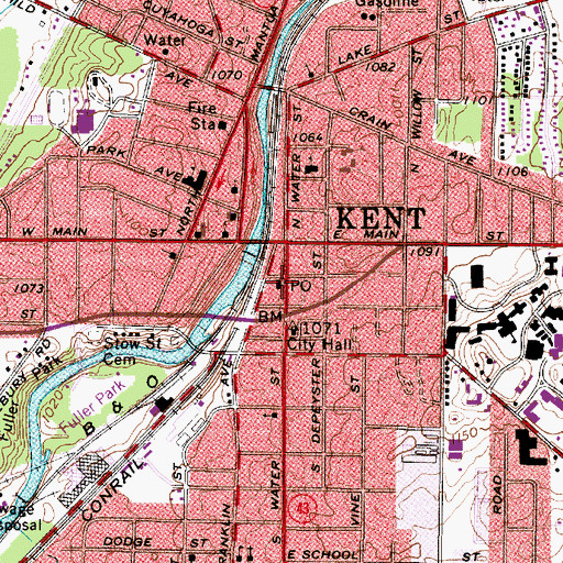 Topographic Map of Portage County Municipal Court Kent Branch, OH