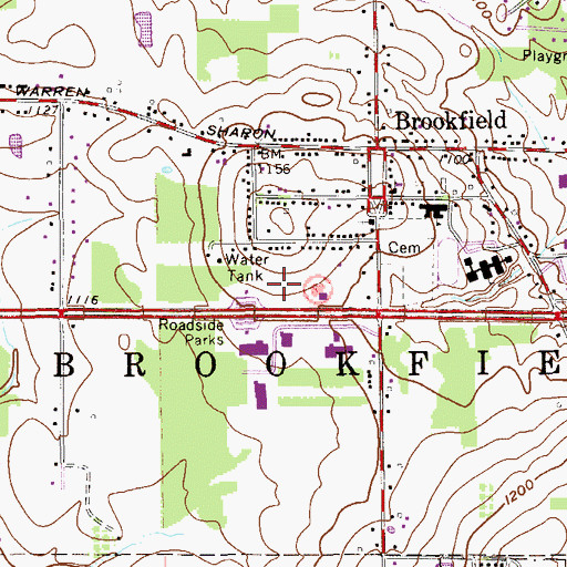 Topographic Map of Brookfield Police Department, OH