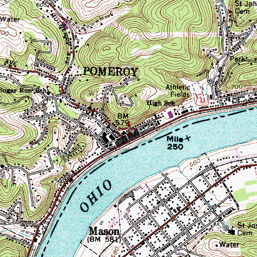 Topographic Map of Meigs County Sheriff's Office, OH